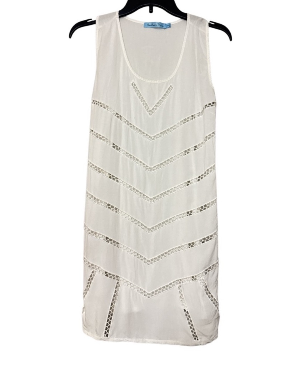 Solitaire White Chevron Lace Swim Cover-Up Tunic